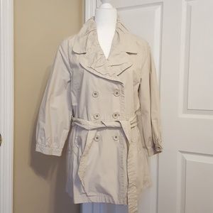 Willi Smith 3/4 Sleeve Khaki Short Trench Jacket